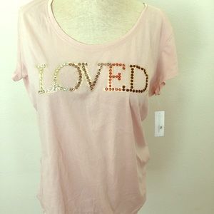 Jeweled “Loved” Rose Gold Tshirt